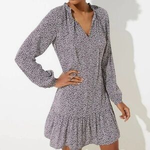 Loft Vine Ruffle Tie Dress